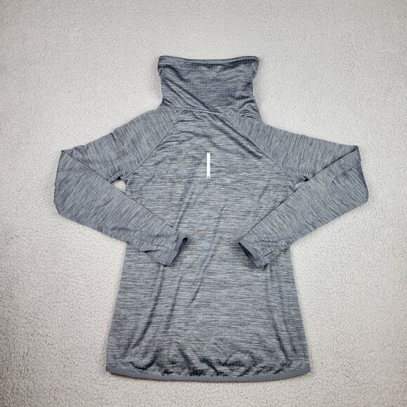 Reebok Womens Small Gray Cowl Neck Pullover Athletic Top Long Sleeve Thumb Holes - Picture 4 of 11